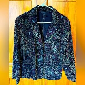 Velvet Blazer Sunflower Leopard motif Vintage women’s fashion bugundy outfit